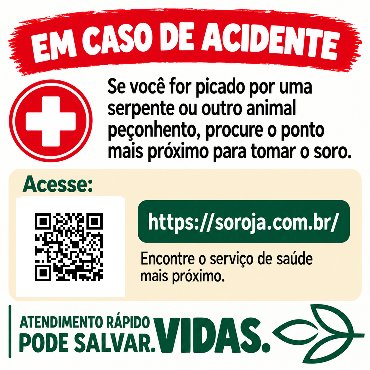 Orientações em caso de acidente com animal peçonhento.